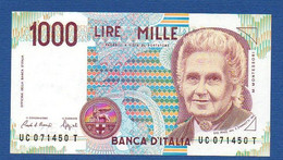 ITALY - P.114a – 1.000 LIRE M. Montessori 03.10.1990  UNC, Serie UC 071450 T - 1000 Lire