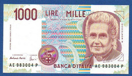 ITALY - P.114c – 1.000 LIRE M. Montessori 03.10.1990  UNC, Serie AE 983004 P - 1000 Lire