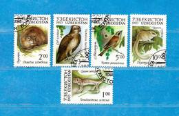 (34) UZBEKISTAN °- 1993 - Animaux Divers .  Yvert. De 7-8-10-11-12.  Oblitéré. - Uzbekistan