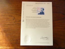 Notice Reprenant Le Timbre De Marcel PROUST - Premier Jour 22 Juillet 2022 - Collectors