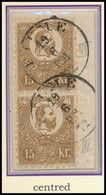 1871 Kőnyomat 15kr Függőleges Pár, Centrált, 2 X III Típus "FIUME" - Sonstige & Ohne Zuordnung