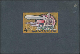 1977 Légrády Sándor: A Léghajó Története 4Ft Bélyegterv, A Tervező Aláírásával. Képméret: 90 X 55 Mm - Sonstige & Ohne Zuordnung
