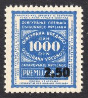 Train Railway INSURANCE Baggage Travel Transport Label Vignette Tax Revenue 1000 Din OVERPRINT 2.50 Yugoslavia 1930's - Servizio