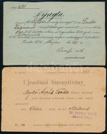 1881 2 Db Tordai Irat, újraoltási Bizonyítvány, Nyugta - Ohne Zuordnung