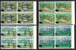 Zaire 1990, Overprint Surcharge Touristiques: Anniversaire Tourisme, Inflation **, MNH, Block Of 4, Margin - Ongebruikt