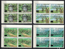 Zaire 1990, Overprint Surcharge Touristiques: Anniversaire Tourisme, Inflation **, MNH, Block Of 4, Corner-Margin - Unused Stamps