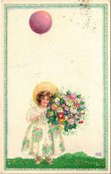 T2/T3 1921 Girl With Balloon And Flowers. P.J.G.W.I. Nr. 506-1. S: August Patek - Ohne Zuordnung