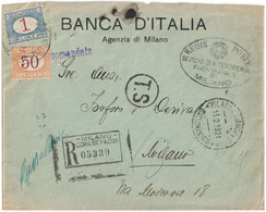 REGNO D'ITALIA RACCOMANDATA TASSATA CON C. 50 + L. 1 MILANO 13.2.1933 PER CITTÀ - SASSONE TAX 9 / 11 - Taxe