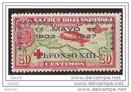 ES366SASF-L1696-TESPAEREO.España. Spain.Espagne.CRUZ ROJA ESPAÑOLA AEREA.SOBRECARGADA1926 (Ed 366**). Sin Charnela - Unused Stamps
