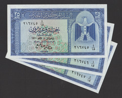 Egypt - 1961 - X3 Consecutive - 25 Piasters - Pick-35 - Sign #11 - Refay - UNC - Egypte