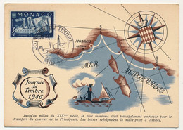 MONACO => Carte Maximum => 3F + 2F Journée Du Timbre 1946 - MONACO - 23 Juin 1946 - Cartas Máxima