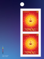 Qt. DIWALI = FESTIVAL OF LIGHT = FRONT Booklet Page Of 2 Stamps Canada 2022 MNH - Carnevale