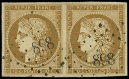 EMISSION DE 1849 - 1a   10c. Bistre-brun, PAIRE Obl. PC 868, Superbe - 1849-1850 Cérès