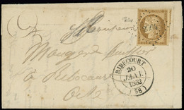 Let EMISSION DE 1849 - 1    10c. Bistre-jaune, Voisin à Droite, Obl. PC 2564 S. LAC, Càd T14 RIBECOURT 20/1/52, TTB - 1849-1876: Classic Period