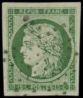 EMISSION DE 1849 - 2    15c. Vert, FAUX SPERATI, Obl. Etoile, Grandes Marges, TTB - 1849-1850 Cérès