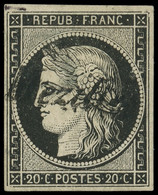 EMISSION DE 1849 - 3    20c. Noir Sur Jaune, Obl. Cursive 83/MEZILLES, TB - 1849-1850 Cérès