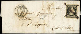 Let EMISSION DE 1849 - 3    20c. Noir Sur Jaune Obl. PLUME Seule S. LAC, Càd T15 LOCHES 11 JANV 49, Arr. T14 St AIGNAN,  - 1849-1876: Klassieke Periode