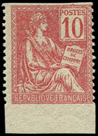 * VARIETES - 116   Mouchon, 10c. Rouge, Petit Bdf, NON DENTELE Sur 2 COTES, TB - Unused Stamps