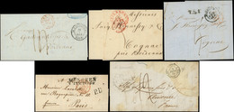 Let 5 Lettres Sans Timbre En Provenance D'Allemagne (3), Italie Et Grande Bretagne En Janvier 1849 à Destination De La F - Collections (with Albums)