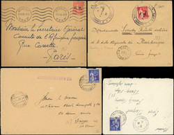 Let 4 Lettres Affr. FM, Dont 3 Obl. Des Colonies, TB - Collections