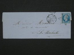 183 FRANCE BELLE LETTRE 1861 PARIS   A   LA ROCHELLE    +NAPOLEON N° 14  + AFFRANCH. INTERESSANT - 1862 Napoleon III