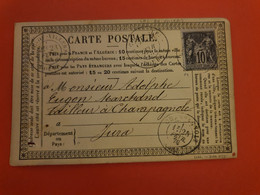 Carte Précurseur De Lac Du Villers Pour Champagnole En 1878 - N 204 - Postales Tipos Y (antes De 1995)