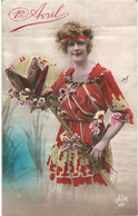 CPA Carte Postale France 1er Avril Une Jeune Femme Avec Son épuisette Remplie De Poissons    VM59520 - 1er Avril - Poisson D'avril