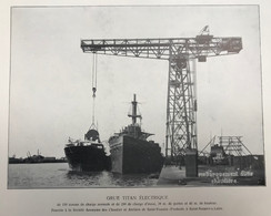 Planche Usine Industrie Grue Port Bateau Chantiers Et Ateliers De Saint Nazaire Penhoet - Máquinas