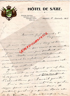 TCHEQUIE- TCHECOSLOVAQUIE-PRAGUE-RARE LETTRE COMMERCIALE HOTEL DE SAXE 1903- A MONNET COGNAC - Otros & Sin Clasificación