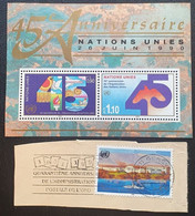 NATIONS UNIES 1990 : 45 ème Anniversaire Bloc 2 Timbres Neufs 2CHF (**) + 5 CHF Oblitéré Sur Fragment - Ungebraucht