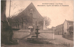 CPA Carte Postale  France Saint-Chef  La Place Monument L'église La Fontaine1922 VM59538ok - Saint-Chef