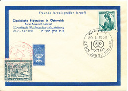 Austria Air Mail Cover Wien 30-5-1958 10 Years Friendship Austria - Israel Stamp From Israel And Austria On The Cover - 1945-60 Storia Postale