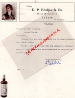 ASIE-PAKISTAN-LAHORE-RARE LETTRE D.P. EDULJEE-WINE MERCHANTS-KING GEORGES IV- LUCIEN FOUCAULD COGNAC 1930 - Other & Unclassified