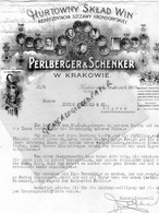 POLOGNE-POLAND-KRAKOWIE-RARE LETTRE PERLBERGER & SCHENKER-HURTOWNY SKLAD WIN-SZCZAWY KRONDORFSKIE-LUCIEN FOUCAULD 1925 - Autres & Non Classés