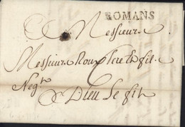 Drôme Marque Postale Linéaire ROMANS (30x5mm) 6 Mai 1791 Pour Dieulefit Taxe Manuscrite 6 - 1701-1800: Vorläufer XVIII