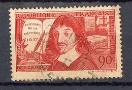 FR - Yv. N° 342  (o)  Descartes: DE LA METHODE  Cote  2  Euro BE   2 Scans - Usados