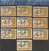 1957 VéLO FIETSEN BICYCLES FAHRRAD BICYCLETTES BICYCLE Czechoslovakian Matchbox Labels - Zündholzschachteletiketten