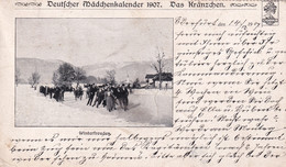 A22242 - Deutscher Madchenkalender Das Kranzchen Winterfreuden Ice Skating Austria Post Card Used 1907 Stamp - Sport Invernali