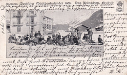 A22243 - Deutscher Madchenkalender Das Kranzchen Rodelgefellschaft Sled Children Austria Post Card Used 1908 Stamp - Sport Invernali