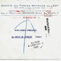 France EnveloppeLa Chaux Du DombiefJura) Griffe Linéaire:inacheminable-non Occupé-retour à L'envoyeur1313(1941) - 2. Weltkrieg 1939-1945