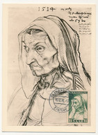 SARRE => Carte Maximum - 5F + 3F Albrecht Dürer : Dürers Mutter / Volkshilfe - Saarbrûcken - 10/12/1955 - Tarjetas – Máxima