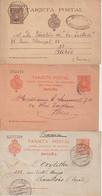 Espagne 1901-14 Lot De 3 Entiers Pour La France - 1850-1931