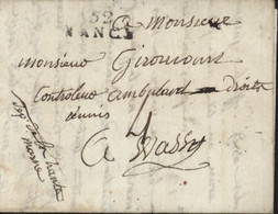 Meurthe Et Moselle Marque Postale Linéaire 52 NANCY (26x1) Taxe Manuscrite 4 Pour Wassy - 1801-1848: Précurseurs XIX