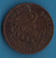 FRANCE 2 CENTIMES 1920 DUPUIS KM# 841 - 2 Centimes