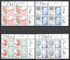 Lars Sjööblom. Denmark 2007.  Personalities. Michel 1477-1480 Plate Blocks MNH. Signed. - Blocks & Sheetlets