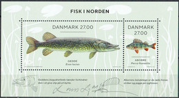 Lars Sjööblom. Denmark 2018. NORDEN:  Nordic Fish. Michel Bl.71. MNH. Signed. - Blokken & Velletjes