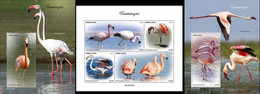 Sierra Leone 2022, Animals, Flamigos, 4val In BF +2BF - Flamingos