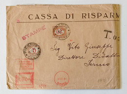 Busta Di Lettera Per Stampe Da Cassa Di Risparmio Di Bologna Per Firenze 0810/1931 Tassata Con 0,25 Fermo In Posta - Postage Due