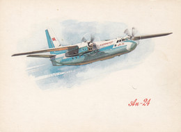 Aeroflot USSR Russia Airline Issue Postcard Antonov AN-24 - 1946-....: Era Moderna