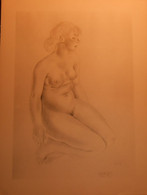 Dessin De Nu. Belle Reproduction De 1946. Femme Accroupie. Mariette Lydis. - Dessins